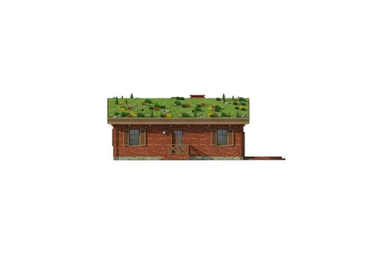 Projekt domu parterowego EL PINAR dom z zielonym dachem - elewacja 3