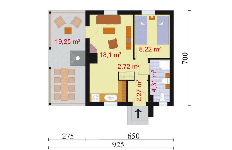 Projekt domu letniskowego TULUZA dom letniskowy - parter