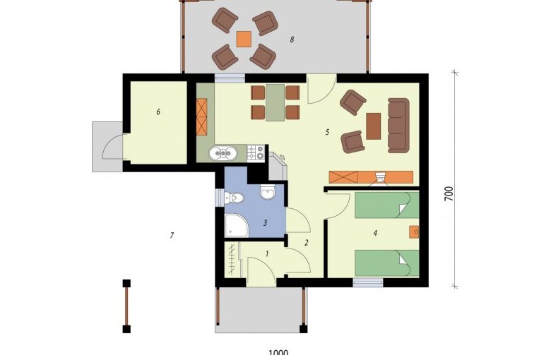 Projekt domu letniskowego MALABO dom letniskowy - rzut parteru