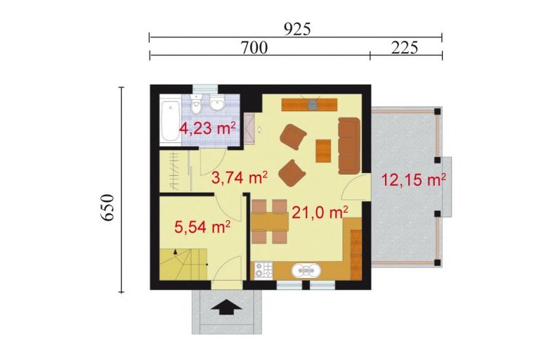 Projekt domu letniskowego ORLEAN dom letniskowy z poddaszem - parter