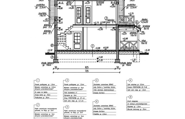 Projekt domu letniskowego ORLEAN dom letniskowy z poddaszem - przekrój 2