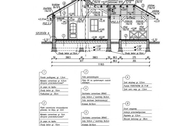 Projekt domu letniskowego ESTELLA dom letniskowy - przekrój 1