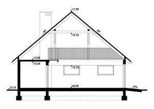 Przekrój projektu G110 - Budynek garażowo - gospodarczy