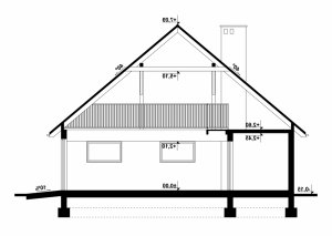 Przekrój projektu G110 - Budynek garażowo - gospodarczy w wersji lustrzanej