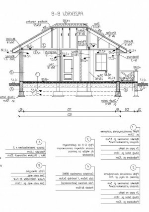 Przekrój projektu BAYAMO dom letniskowy w wersji lustrzanej