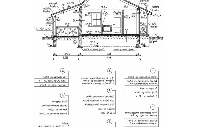 Projekt domu letniskowego BAZYLEA dom letniskowy - przekrój 1