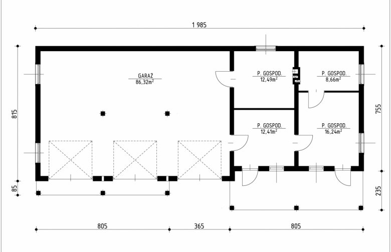 Projekt domu energooszczędnego G108 - Budynek garażowo - gospodarczy - 