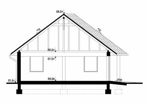 Przekrój projektu G108 - Budynek garażowo - gospodarczy w wersji lustrzanej