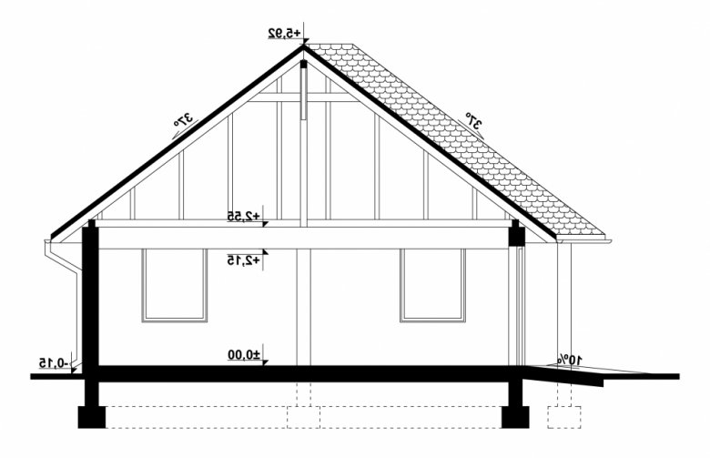 Projekt domu energooszczędnego G108 - Budynek garażowo - gospodarczy - przekrój 1