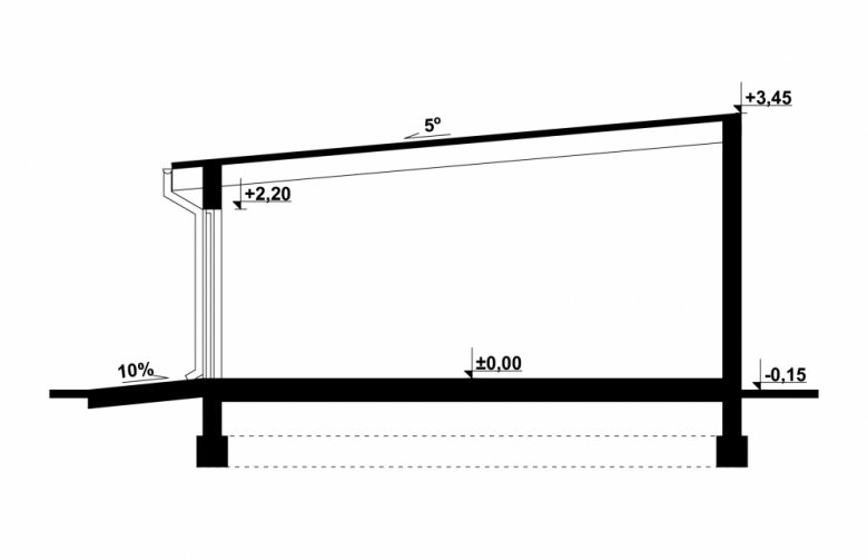 Projekt domu energooszczędnego G126 - Budynek garażowy - przekrój 1