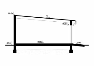 Przekrój projektu G126 - Budynek garażowy w wersji lustrzanej