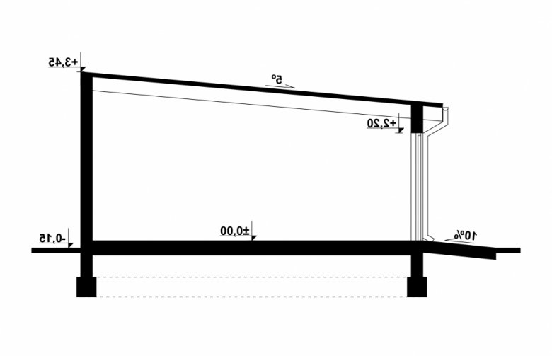 Projekt domu energooszczędnego G126 - Budynek garażowy - przekrój 1