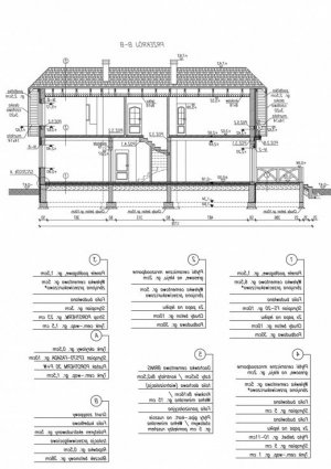 Przekrój projektu MERLO dom dwurodzinny w wersji lustrzanej