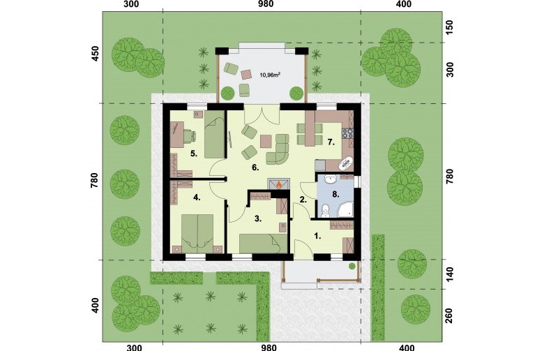 Projekt domu letniskowego LA PALMA 2 dom letniskowy - rzut parteru