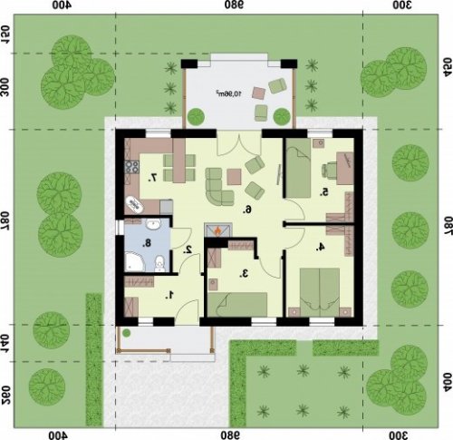 RZUT PARTERU LA PALMA 2 dom letniskowy - wersja lustrzana