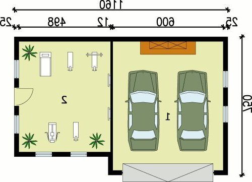 PRZYZIEMIE G71 garaż dwustanowiskowy z pomieszczeniem rekreacyjnym - wersja lustrzana