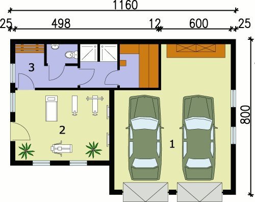 PRZYZIEMIE G72 garaż dwustanowiskowy z pomieszczeniami rekreacyjnymi i sauną