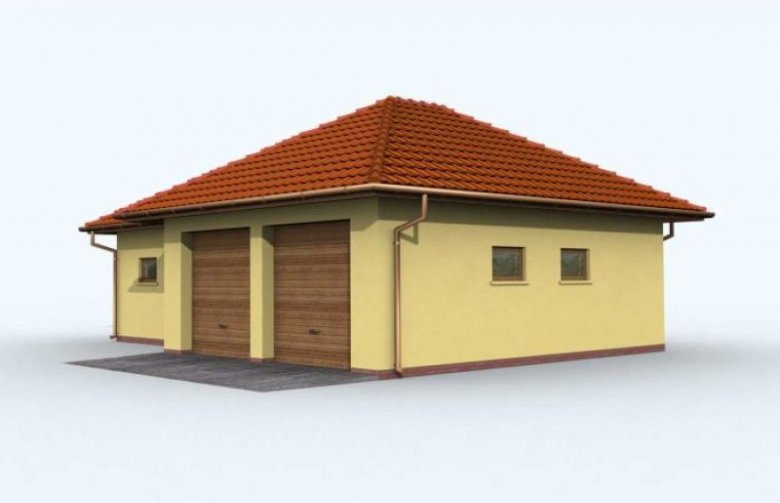 Projekt garażu G72 garaż dwustanowiskowy z pomieszczeniami rekreacyjnymi i sauną