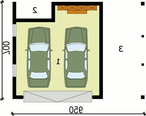 PRZYZIEMIE G66 garaż dwustanowiskowy z wiatą - wersja lustrzana