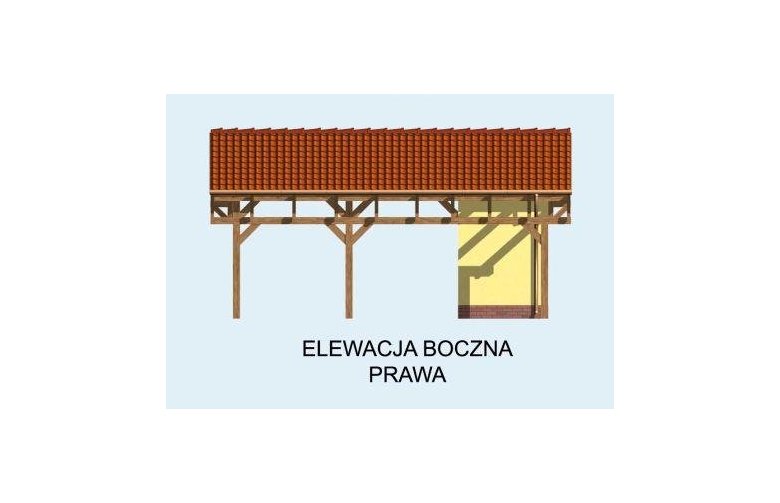 Projekt garażu G67 wiata garażowa - elewacja 4