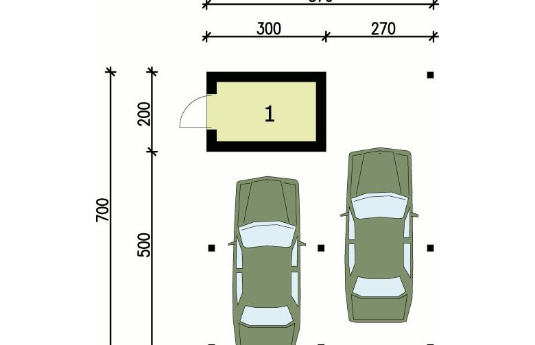 Projekt garażu G67 wiata garażowa - przyziemie