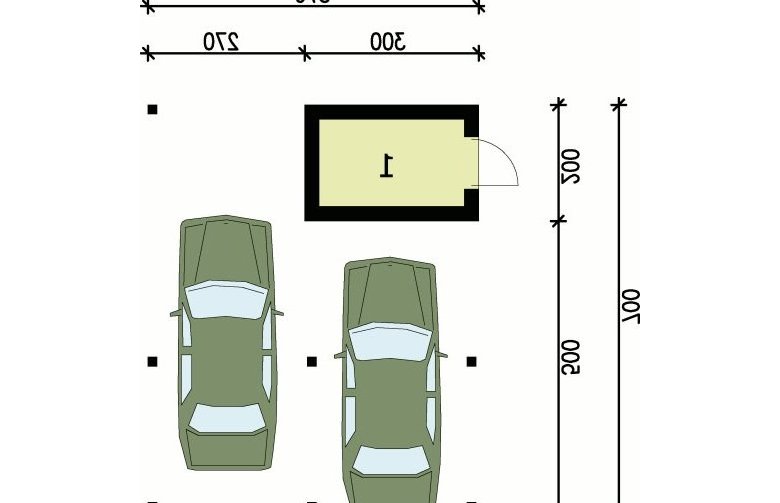 Projekt garażu G67 wiata garażowa - przyziemie