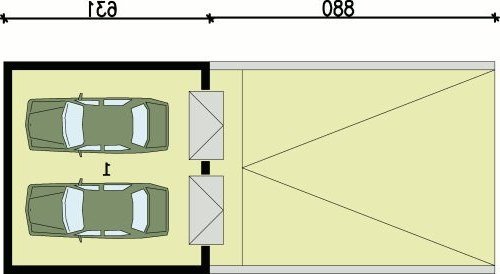 PODZIEMIE G69 garaż dwustanowiskowy podziemny - wersja lustrzana