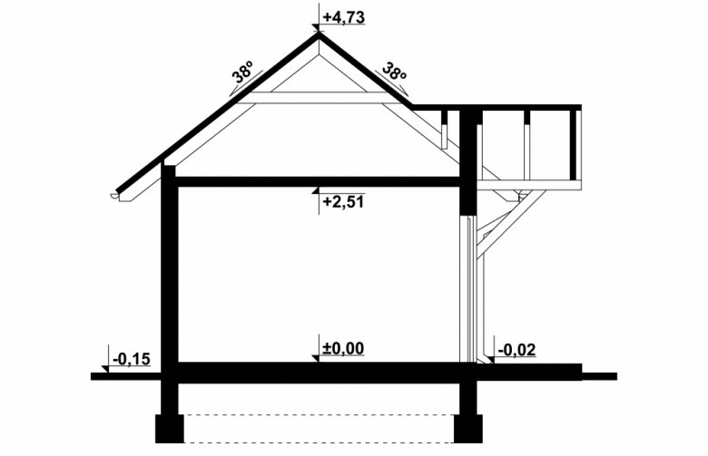 Projekt domu nowoczesnego G105 - Budynek gospodarczy - przekrój 1