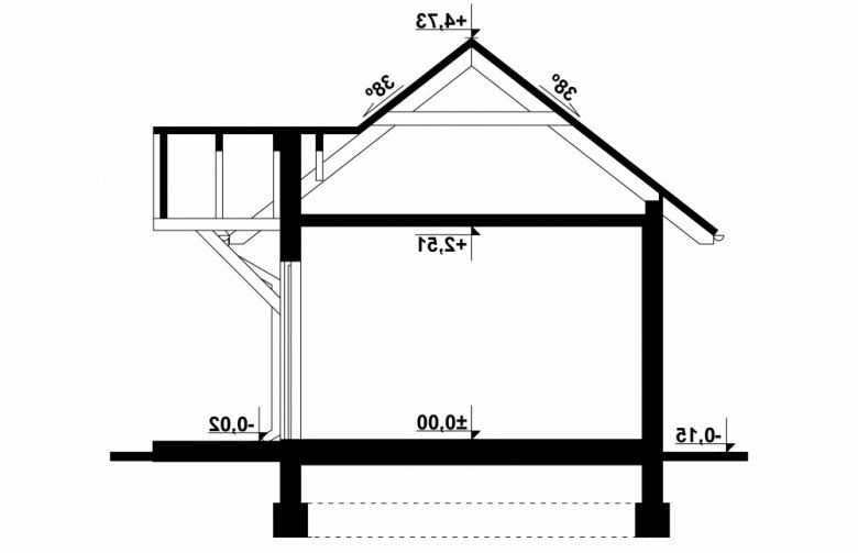 Projekt domu nowoczesnego G105 - Budynek gospodarczy - przekrój 1