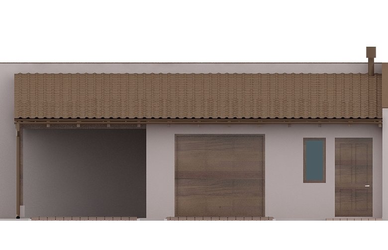 Projekt domu energooszczędnego G106 - Budynek garażowy z wiatą  - elewacja 1