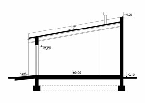 Przekrój projektu G106 - Budynek garażowy z wiatą 