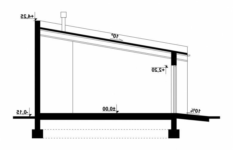 Projekt domu energooszczędnego G106 - Budynek garażowy z wiatą  - przekrój 1