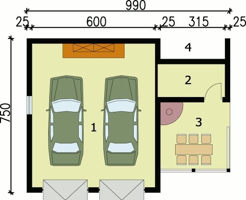 PRZYZIEMIE G64 garaż dwustanowiskowy z pomieszczeniem gospodarczym