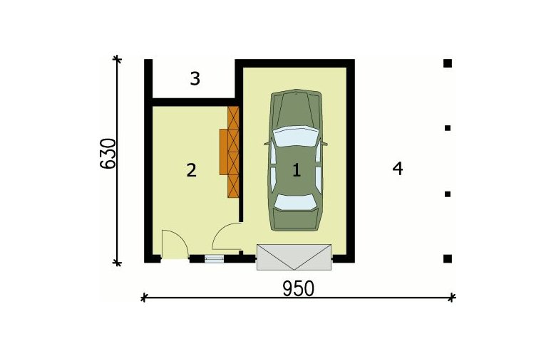 Projekt garażu G65 - przyziemie