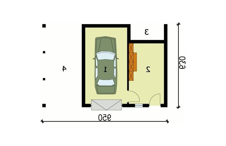 Projekt garażu G65 - przyziemie