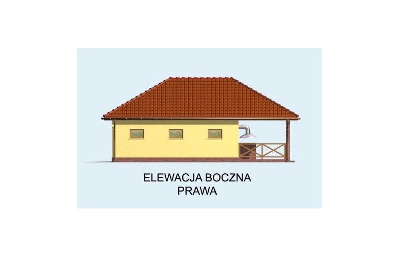 Projekt garażu G60 garaż dwustanowiskowy z pomieszczeniem gospodarczym - elewacja 4