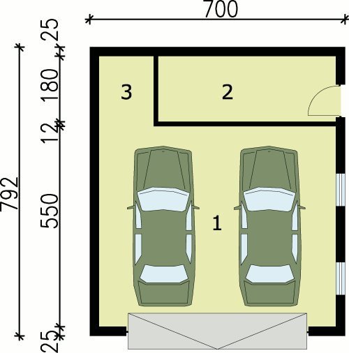 PRZYZIEMIE G61 garaż dwustanowiskowy z pomieszczeniem gospodarczym