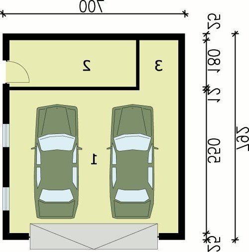PRZYZIEMIE G61 garaż dwustanowiskowy z pomieszczeniem gospodarczym - wersja lustrzana