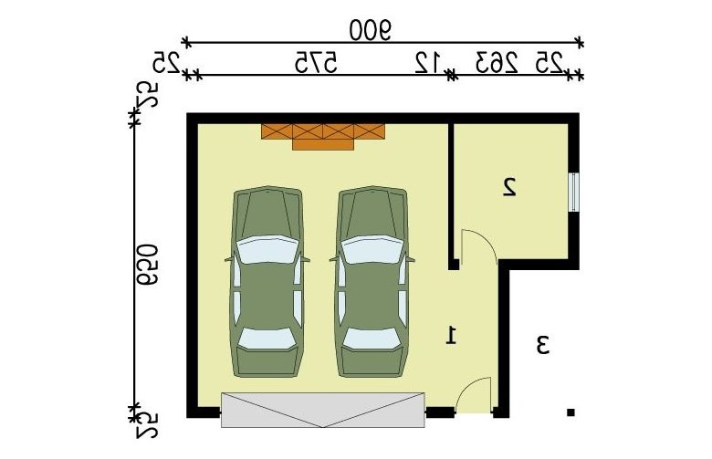 Projekt garażu G58 garaż dwustanowiskowy - przyziemie