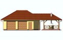 Projekt garażu G54 garaż dwustanowiskowy z pomieszczeniem gospodarczym i składem na drewno kominkowe - elewacja 2