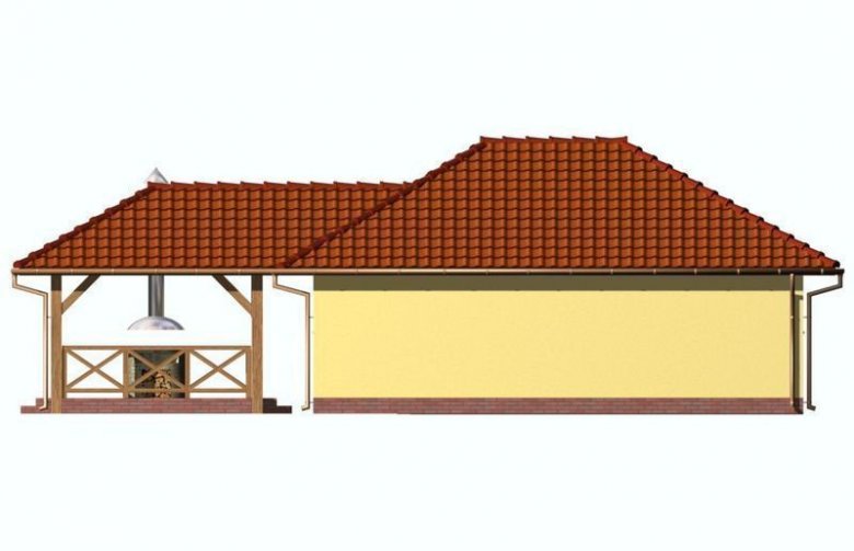 Projekt garażu G54 garaż dwustanowiskowy z pomieszczeniem gospodarczym i składem na drewno kominkowe - elewacja 3
