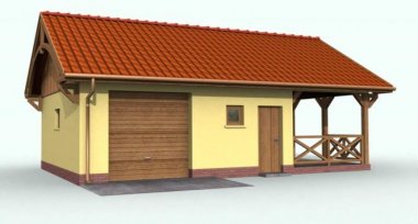 Projekt domu G56 garaż jednostanowiskowy z pomieszczeniem gospodarczym i wiatą