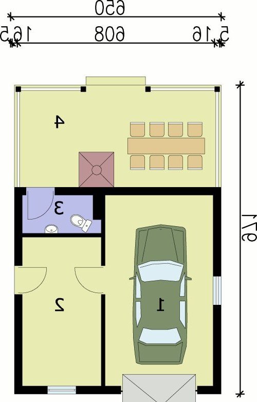 PRZYZIEMIE G57 garaż jednostanowiskowy z pomieszczeniem gospodarczym i altaną - wersja lustrzana