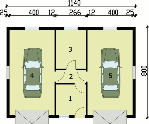 RZUT PRZYZIEMIA G50 garaż dwustanowiskowy z pomieszczeniami gospodarczymi