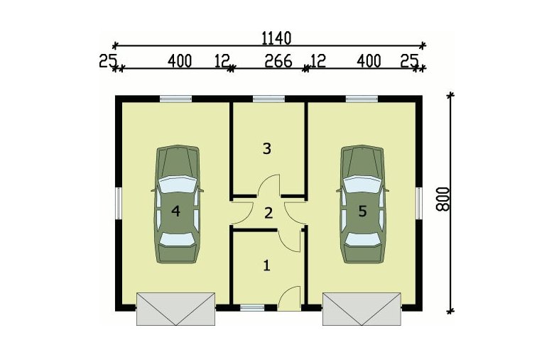 Projekt garażu G50 garaż dwustanowiskowy z pomieszczeniami gospodarczymi - rzut przyziemia
