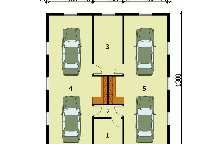 Projekt garażu G51 garaż czterostanowiskowy z pomieszczeniami gospodarczymi - przyziemie