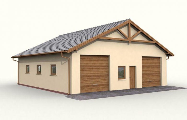 Projekt garażu G51 garaż czterostanowiskowy z pomieszczeniami gospodarczymi