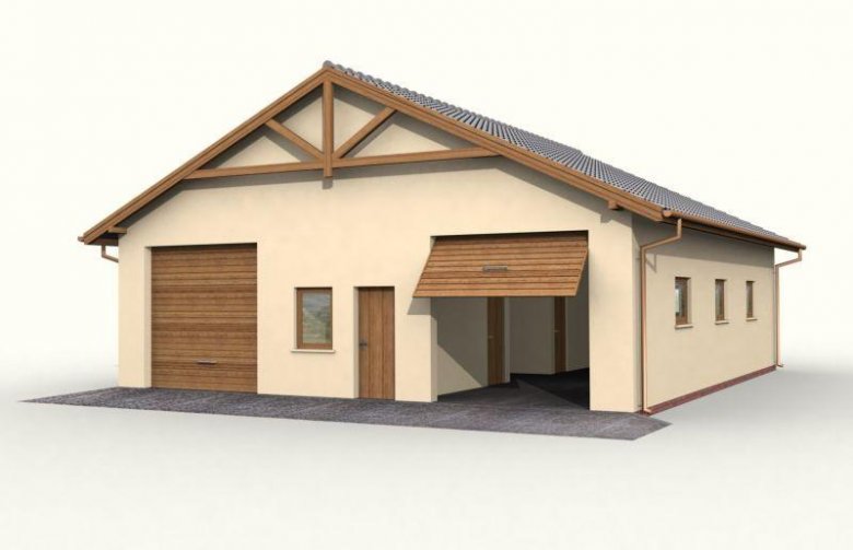 Projekt garażu G51 garaż czterostanowiskowy z pomieszczeniami gospodarczymi