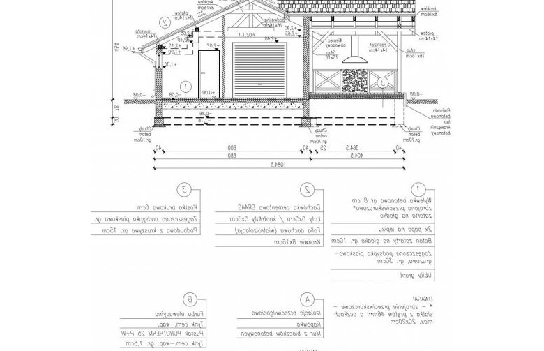 Projekt garażu G53 - przekrój 1