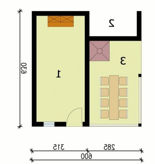 PRZYZIEMIE G44 budynek gospodarczy bez bramy - wersja lustrzana